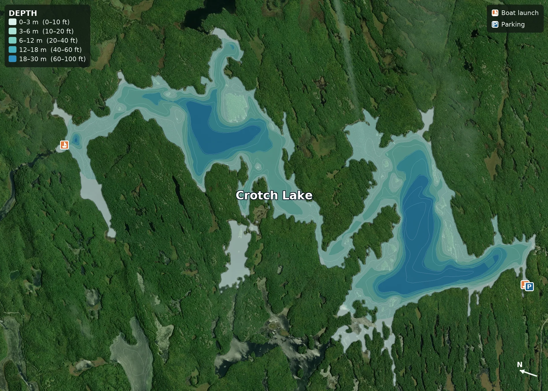 Crotch Lake satellite depth map