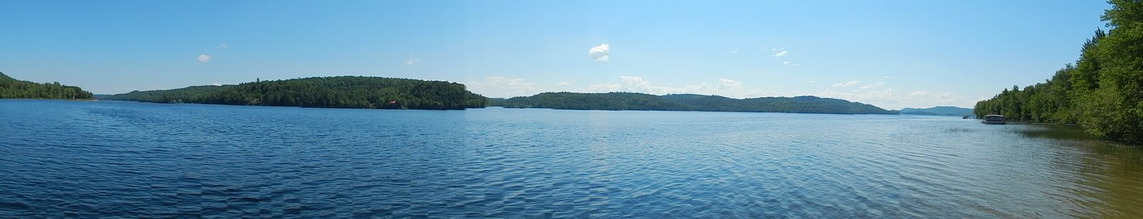 Panorama of Lac Gagnon from the public wharf at Duhamel
