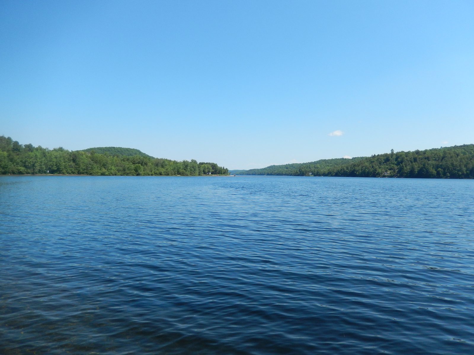 View across Lac Gagnon from the public boat launch at Duhamel