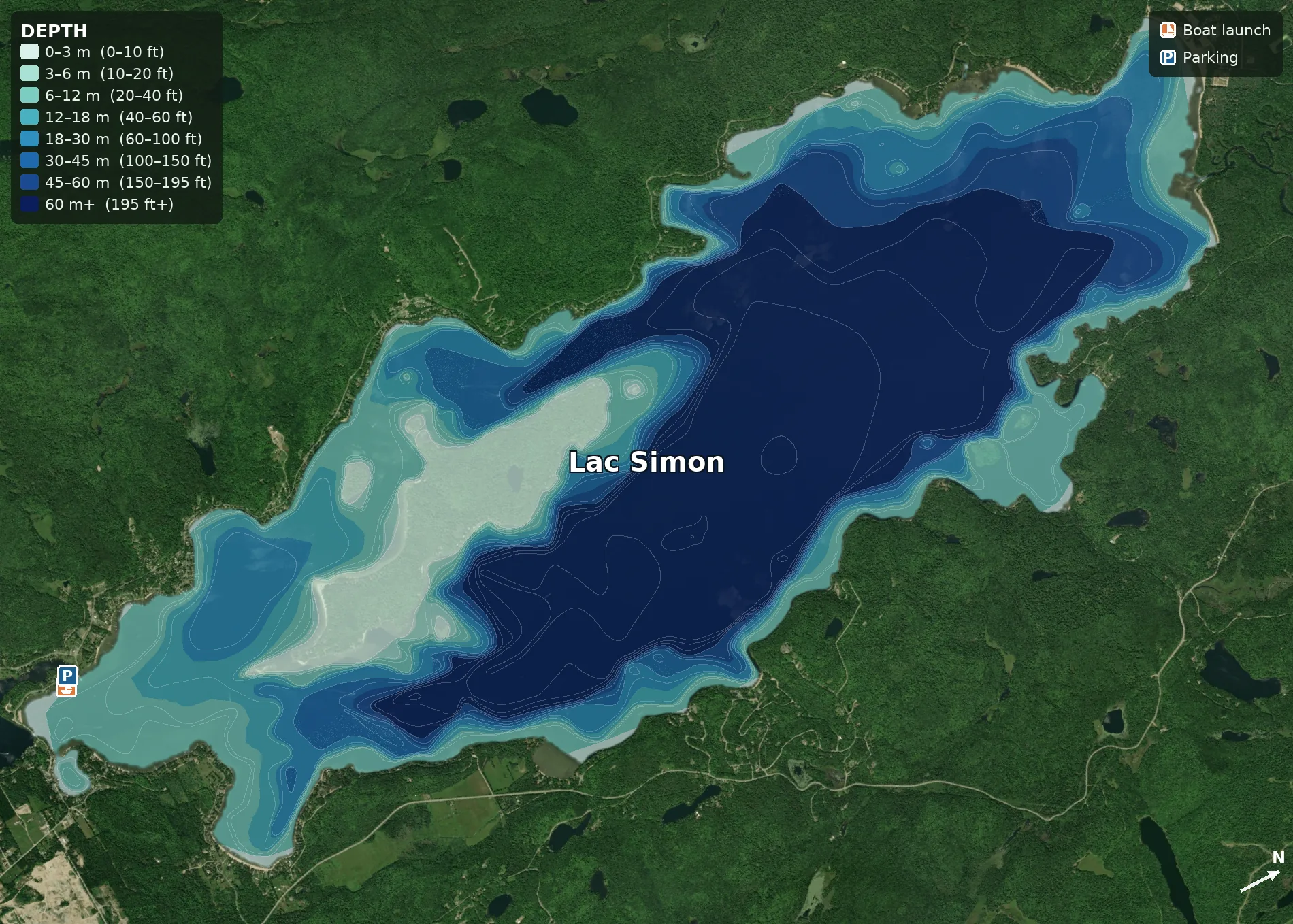 Lac Simon satellite depth map