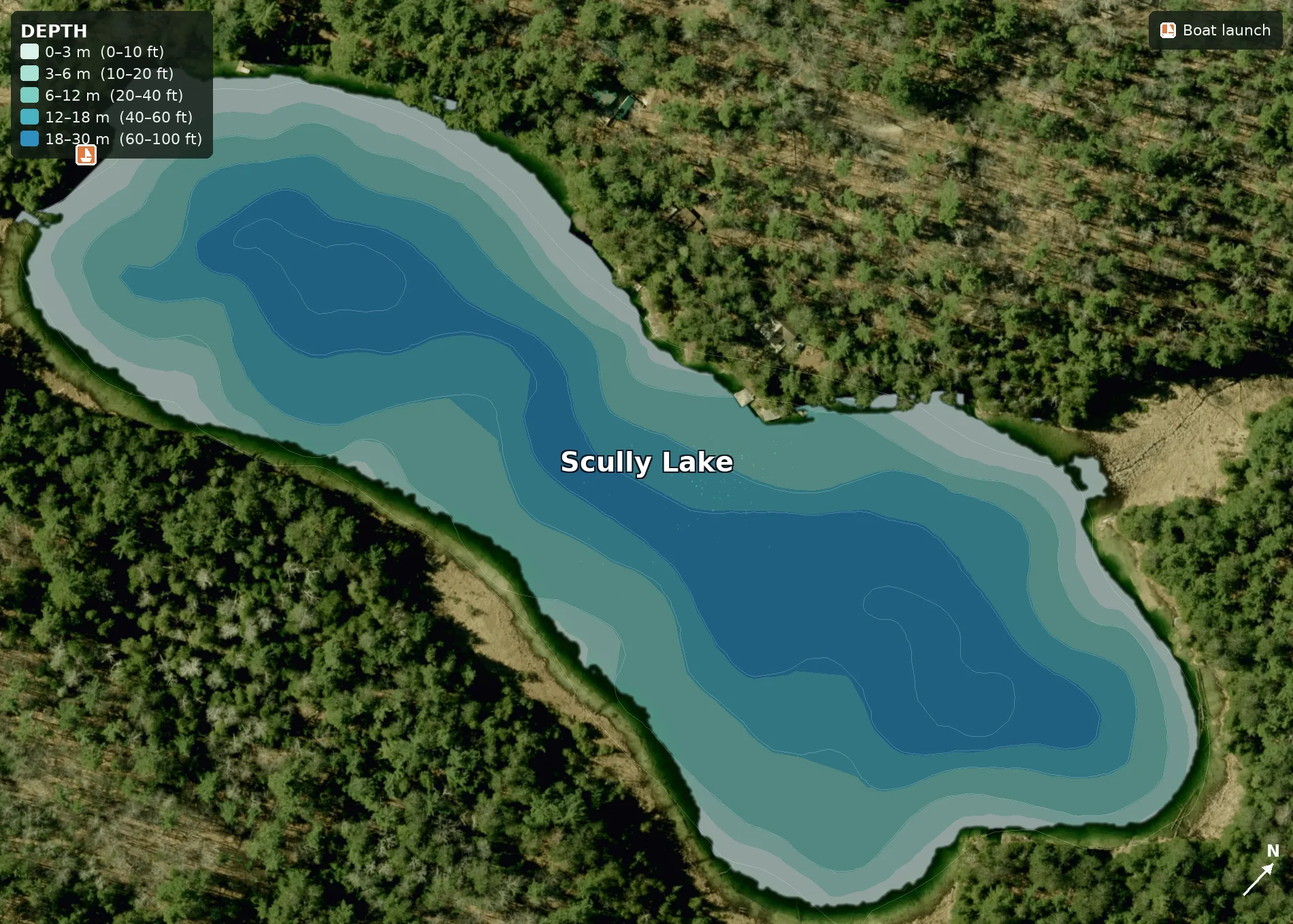Scully Lake satellite depth map