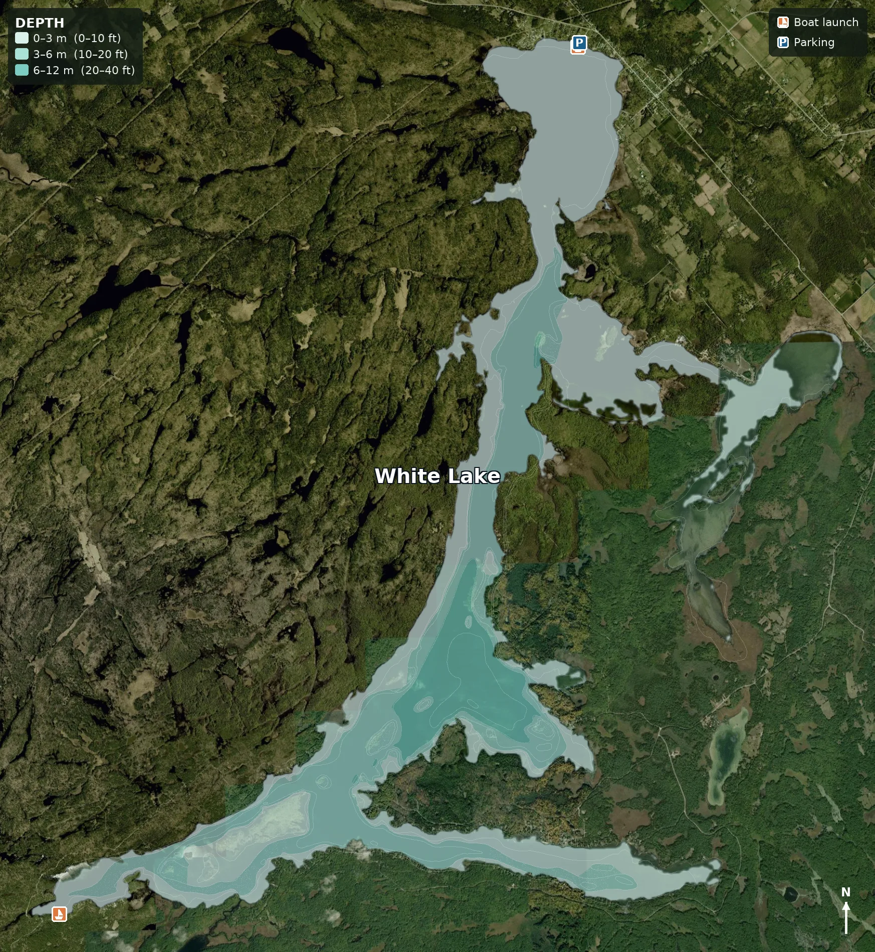 White Lake satellite depth map